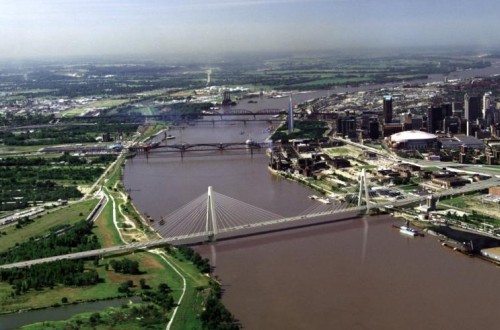 An artist's rendering of the new Mississippi River Bridge to be built between Illinois and Missouri.