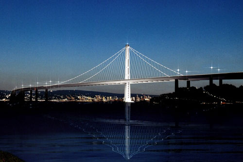 This artists' rendering shows the east span of the new Bay Bridge, which is expected to be completed in 2013 or 2014. 