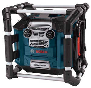 The Bosch Power Box 360 S shown here will soon be joined by a more powerful big brother with a backlit display, SIRIUS radio port and remote control. 