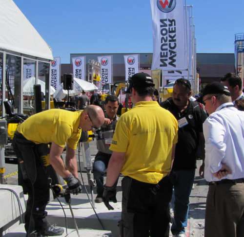 The Wacker Neuson exhibit outside of the Central Hall thronged with attendees for the entire show.  