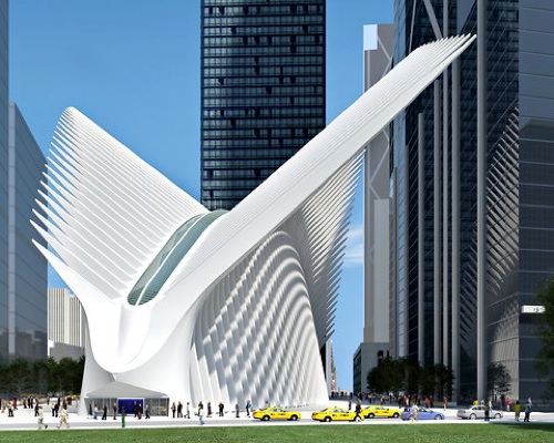When completed in 2015, New York's World Trade Center Transportation Hub will resemble a bird in flight -- or maybe a stegosaurus, depending on your vantage point. Photo: Port Authority of New York and New Jersey