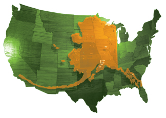 Alaska's real size compared to the lower 48 United States. 